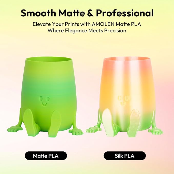 AMOLEN Matte PLA Filament 1.75mm,Bicolor Rainbow Bundle PLA, Smooth Finish Color Change 3D Printing Filament, 600m/s High-Speed Printing, 200g X 4 Pack