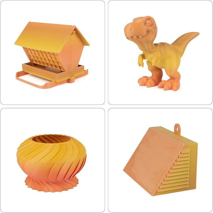 Colorful ASA Filament 1.75mm UV/Rain/Heat Resistant Durable 3D Printer Filament, No Warping, Non Odor & Fumes - Perfect for Outdoor Functional Mechanical Parts， 1kg Spool/Yellow+Orange+Brown