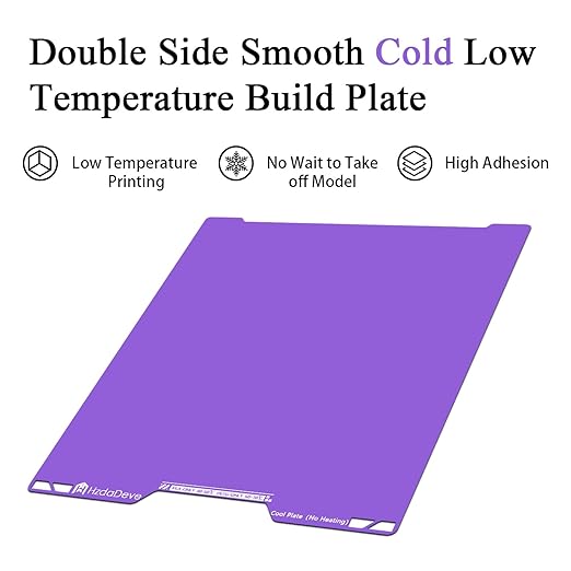 HzdaDeve Upgraded Cool Plate for H2C/A2L Combo No Heating No Glue Low Temperature Cold Build Plate 335x346.5MM Double Sided Smooth Board Sheet Bed PEI Platform for Bambu Lab 3D Printer (Purple)