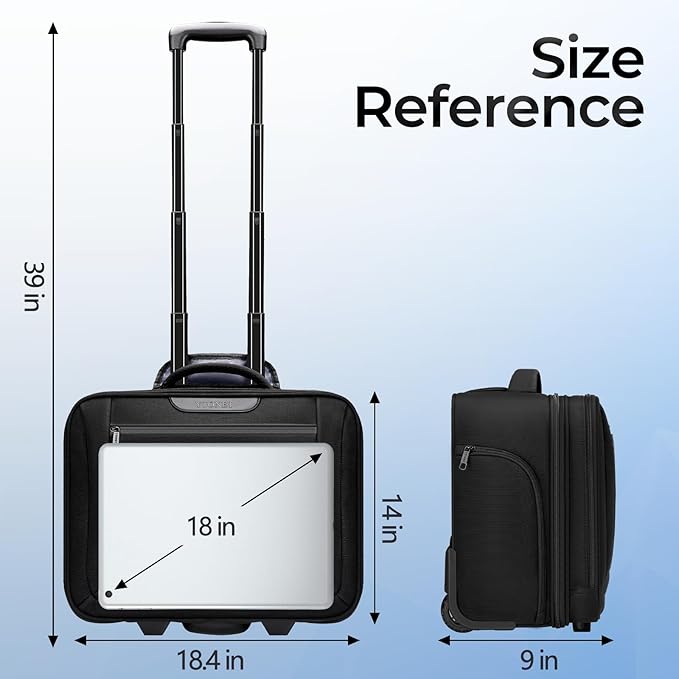 Ytonet Rolling Laptop Bag Women, Rolling Briefcase for Women Men with Cup Holder, 18" Large Carry On Laptops Bags with Wheels, Water Resistant Overnight Roller Computer Bag for Work Travel Business