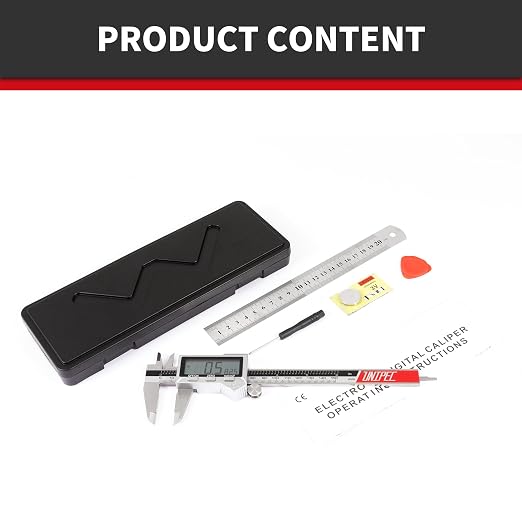 6 inch Stainless Steel Digital Caliper & Rule Set | IP54 Splash-Proof Protection, Inch/Metric/Fraction Switch, Large LCD Display, DIY/Household