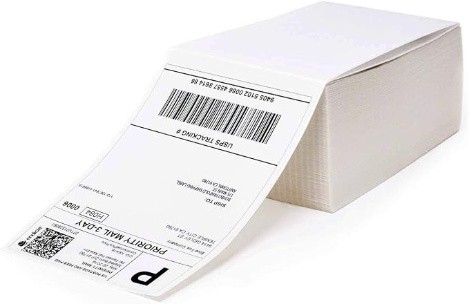 MFLABEL 4x6 Direct Thermal Labels (7500 Labels) 4" x 6" Perforated Shipping Labels Compatible with Zebra Printers Fanfold Thermal Label Stickers for Shipping Packages - 15 Stacks White Labels