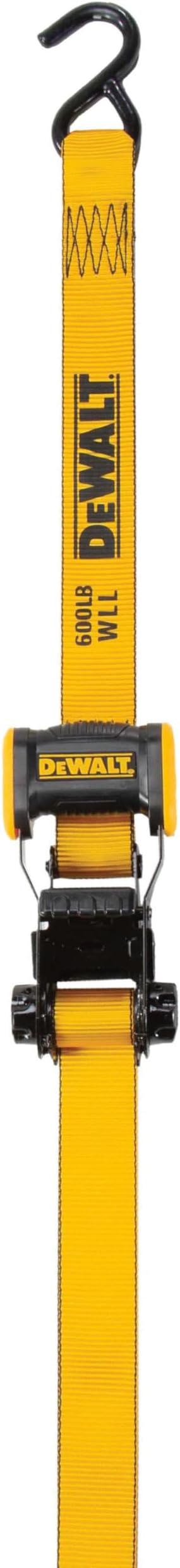 DEWALT DXBC18002-8PK Black/Yellow 1.25" x 12' Ratchet Tie Down Straps - Light-Weight Cargo Hauling (1800 lb Break Strength), 8 Pack
