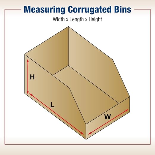 BOX USA BBINMT412K Open Top Bin Boxes, 4" x 12" x 4 1/2", Kraft (Pack of 50)