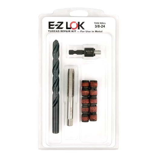 E-Z LOK EZ-310-6 Thread Repair Kit for Metal Carbon Steel Threaded Inserts 3/8-16 and Installation Tools