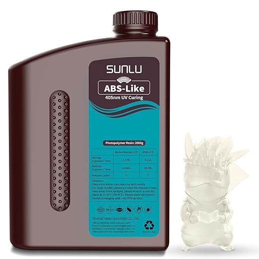 SUNLU Upgraded 2000G ABS Like Resin for 3D Printer, 405nm UV-Curing Resin LCD/DLP/SLA 3D Printers, 3D Printer Resin Fit Most Brand, Clear 2kg