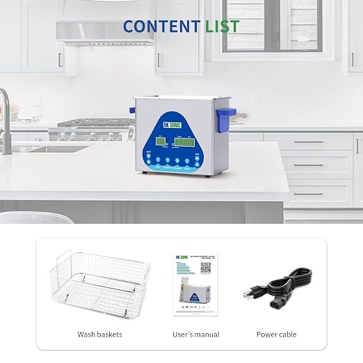 DK SONIC Ultrasonic Cleaner 3L,120W Professional Ultrasonic Jewelry Cleaner with Heater&Timer,Digital Control&Basket, Multiple Functions for Jewelry,Glasses,Chains, Watches