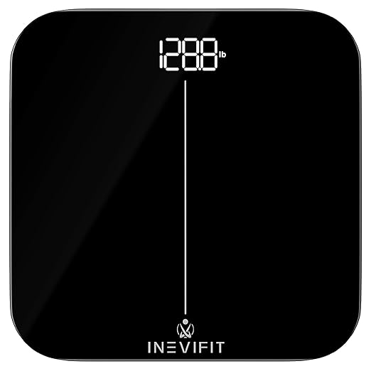 INEVIFIT Bathroom Scale, Highly Accurate Digital Bathroom Body Scale, Measures Weight up to 400 lbs. Includes Batteries