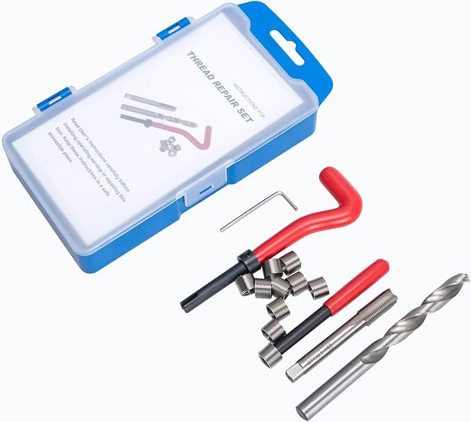 M10 x 1.0 Thread Repair Kit, Metric Helicoil Thread Repair Kit with HSS Drill and Stainless Inserts for All Metals, Composites, Polymers and Other Materials