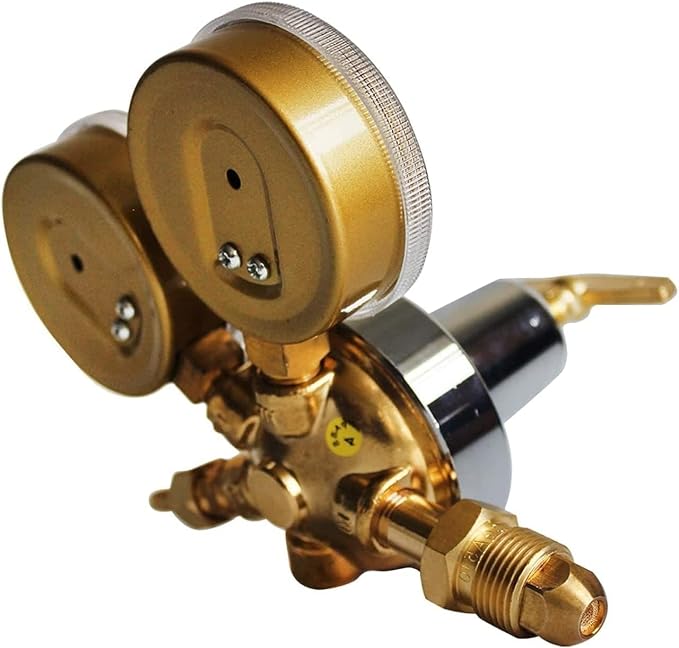 2pcs Dual Welding Gas Regulators, Oxygen (CGA-540) and Acetylene (CGA-510) Combo Brass Gauges Two-piece Suit Compatible with Victor Harris Torch Cutting kits