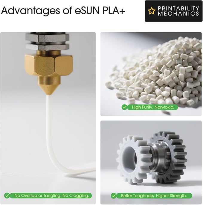 eSUN 10KG Bulk PLA+ Filament 1.75mm, Classic 10 Colors Bundle, 10 Spool Pack (1KG/Spool) Pro-Grade High Toughness PLA Plus 3D Printer Filament, Clog-Free, Dimensional Accuracy +/- 0.03mm