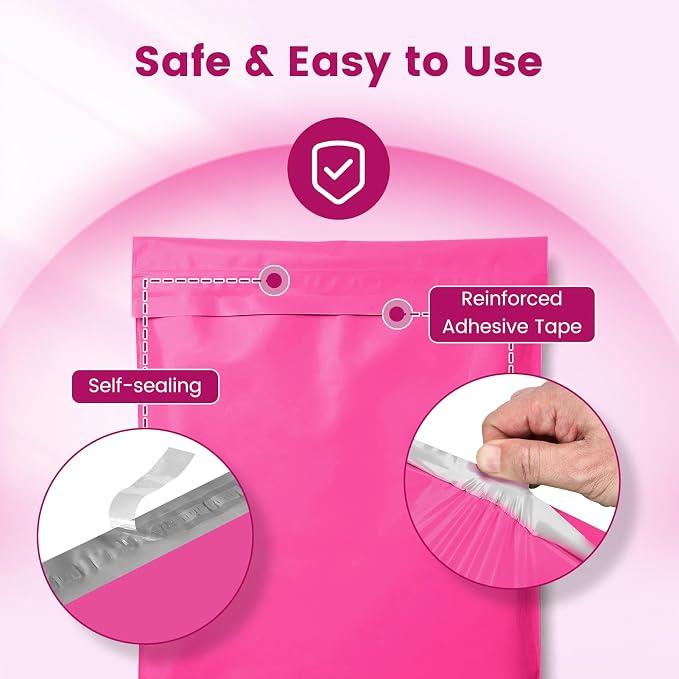 Metronic Pink Poly Mailers 14x19 400 Pack, Heavy Duty Shipping Bags Bulk Self Seal Waterproof Tear Resistant Large Mailing Envelopes, Packaging bags for Small Business, Boutique, Clothing