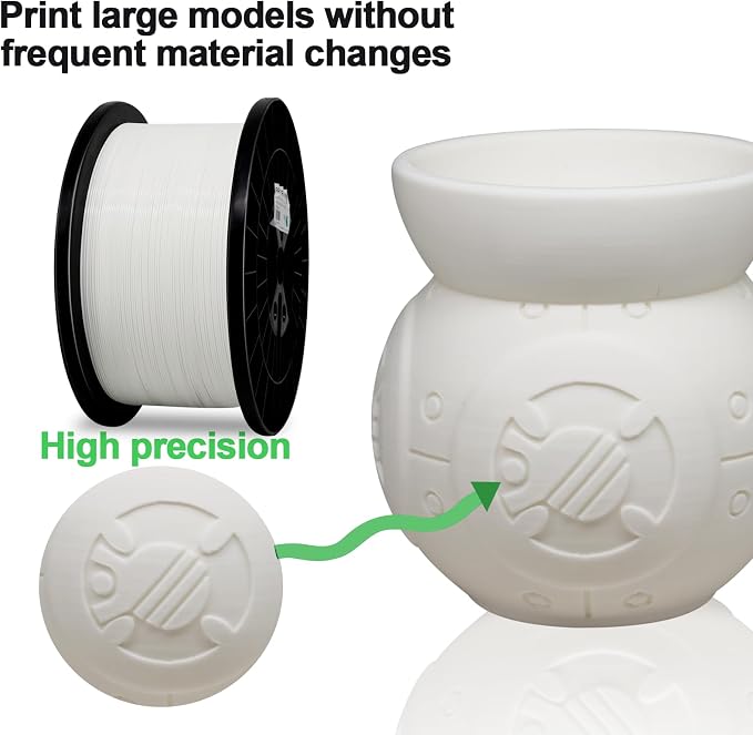 YOUSU 5KG(11lbs) PLA Plus Filament 1.75mm White, PLA+ Filament 1.75mm 3D Printer Filament, Cost Effective Large Roll 3D Printing Filament for Big Projects