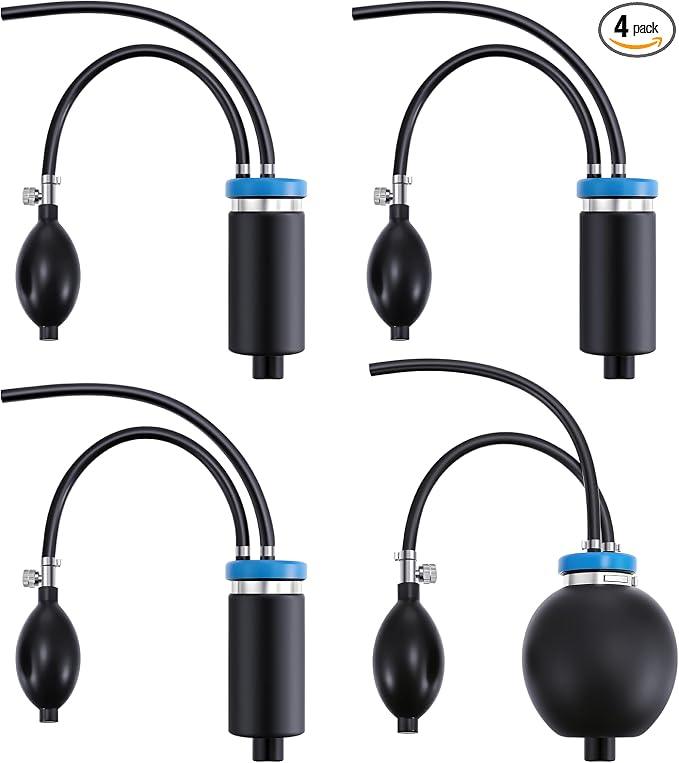 Aurelema 4 Pcs Universal Easy Intake Adapter Automotive Smoke Machine Inflatable Bladder Block Off Diagnostic Car Smoke Leak Tester Detector for 12V Vehicles Pipe Fuel Leakage Detection (Blue)