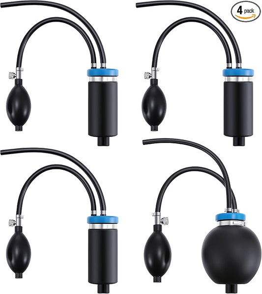 Aurelema 4 Pcs Universal Easy Intake Adapter Automotive Smoke Machine Inflatable Bladder Block Off Diagnostic Car Smoke Leak Tester Detector for 12V Vehicles Pipe Fuel Leakage Detection (Blue)