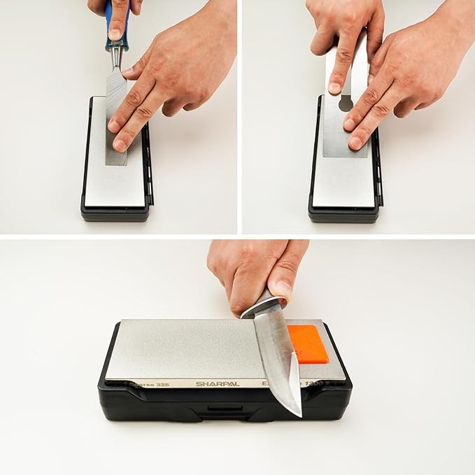 SHARPAL 156N Double-sided Diamond Sharpening Stone Whetstone Knife Sharpener | Coarse 325 / Extra Fine 1200 Grit | Storage Case with NonSlip Base & Angle Guide (6 in. x 2.5 in.) Gifts for Men