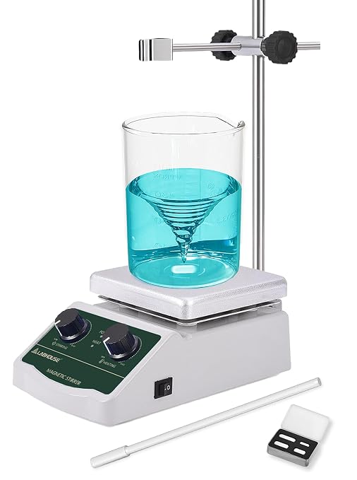 300℃/ 572℉ Magnetic Stirrer Hot Plate 2L Heated Mixer 2000RPM Lab Stirring W/Support Stand,Stir Bar Recycler Set(Non Digital)