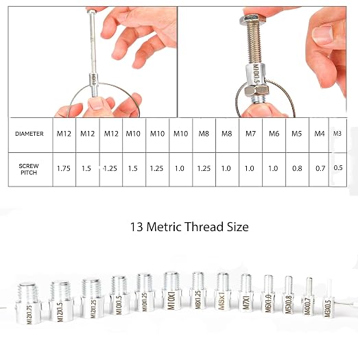 Nut and Bolt Thread Checker, Bolt Size Finder, 28 Male/Female Thread Gauges (15 Inch & 13 Metric) Thread Checker Standard and Metric, Bolts and Nut Identifier Gauge