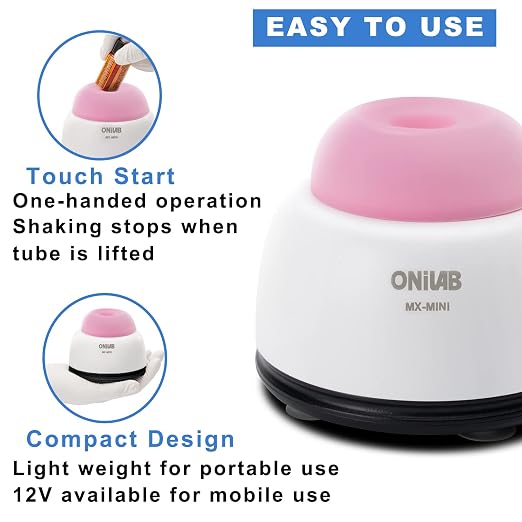 ONiLAB Mini Vortex Mixer with Touch Function, Lab Mixing, Nail Polish,Tattoo Ink,Eyelash Adhesives and Acrylic Paints Mixing, Lab Vortexer for Centrifuge Tubes and Test Tubes,Pink
