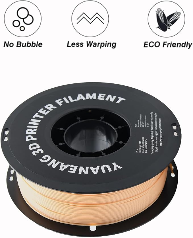 Skin PLA 3D Printer Filament 1.75mm, 1kg Spool, Natural Beige Color, ±0.03mm Precision, Low-Warp & Easy Printing, Ideal for Figurines, Sculpting Models