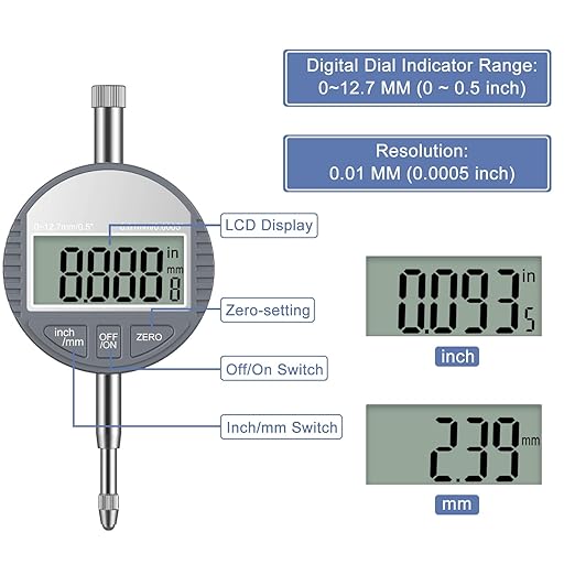 HDLNKAK Digital Bore Gauges Set, Cylinder Bore Gauge with LCD Digital Dial Indicator, 2"-6"/0.0005", Wide Selection of Anvils, Applications in Engines Cylinder Precision Measurement - Blue Case