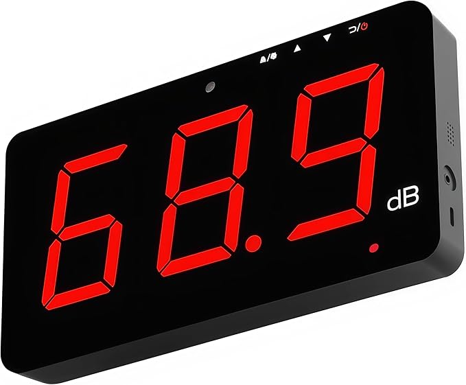 SW-525A Sound Level Meter Tester 30-130db Large Screen Red LCD Display Wall Hanging Type Decibel Noise Measuring with Alarm (Sound Level Meter)