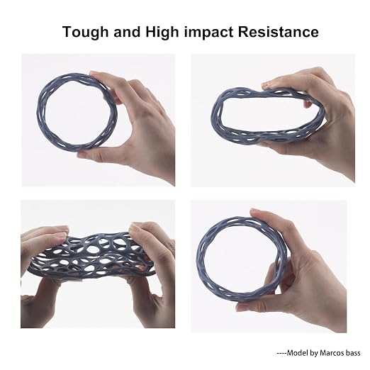 Siraya Tech Tenacious Easy Grey 3D Printer Resin, Easy-to-Print Flexible Resin with High Impact Resistance, Great Resolution, and High Toughness - No Mixing Needed, Perfect for MSLA/DLP/SLA, 1kg
