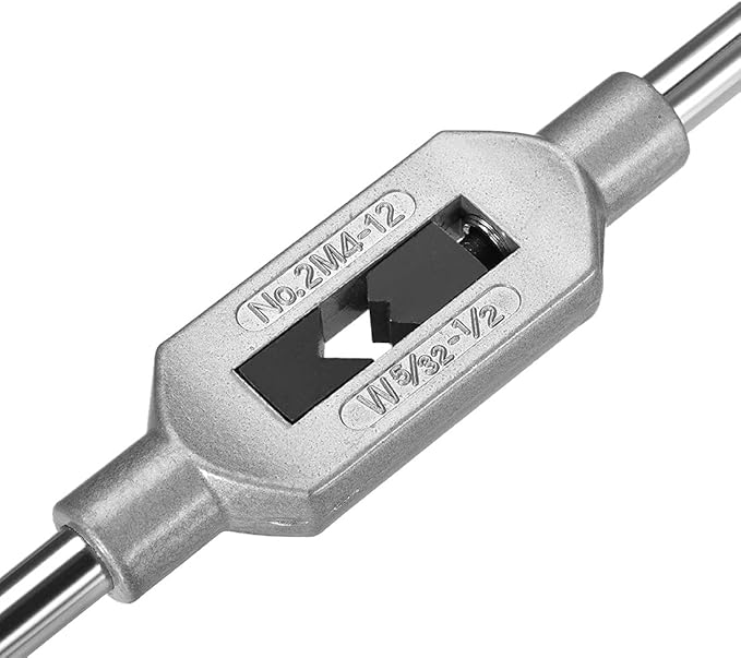 uxcell Adjustable Tap Wrench Handle, for Metric M4-M12 W5/32-1/2 Taps, Thread Tap Holder Reamer Hand Tapping Tool for Machinist Repair, Medium Carbon Steel Handle with Nickel Plated