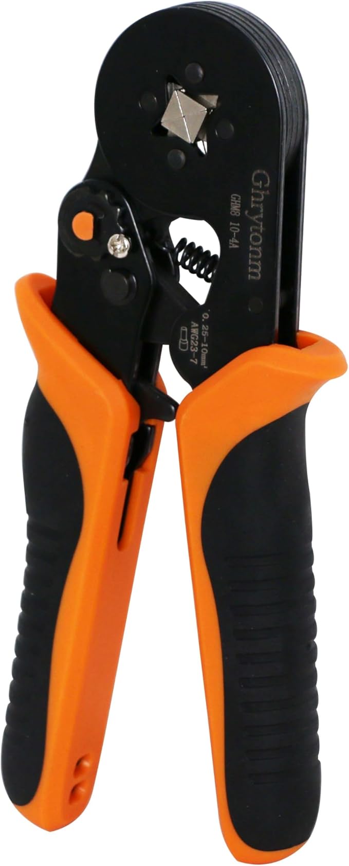 Ferrule Crimping Tool Kit, AWG 10-4 Self-adjustable Ratchet Wire Ferrule Crimper Plie, Black/Orange (Only Crimping Tool)