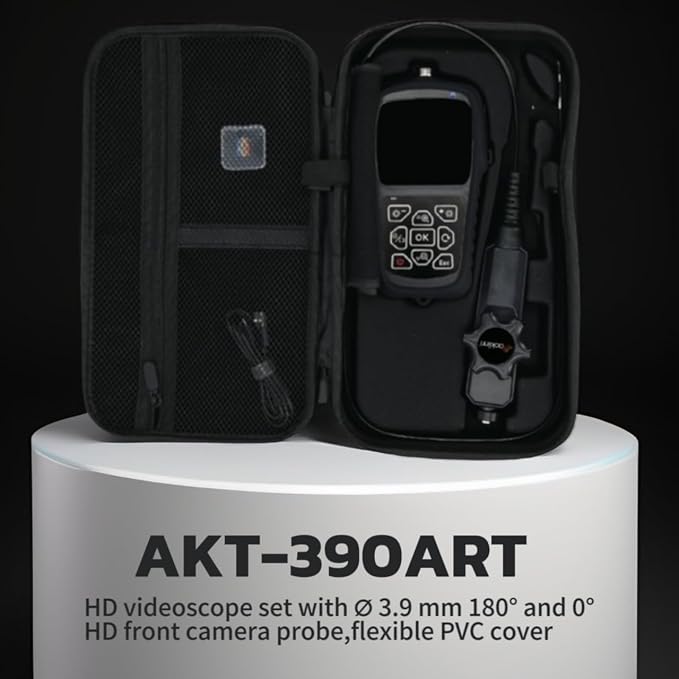 0.15in (3.9mm) Ultra Thin Two-Way Articulating Turnable Borescope with Dimmable Light, Flexible Cable, Screen Rotation, Waterproof Probe, 3-Step Zoom