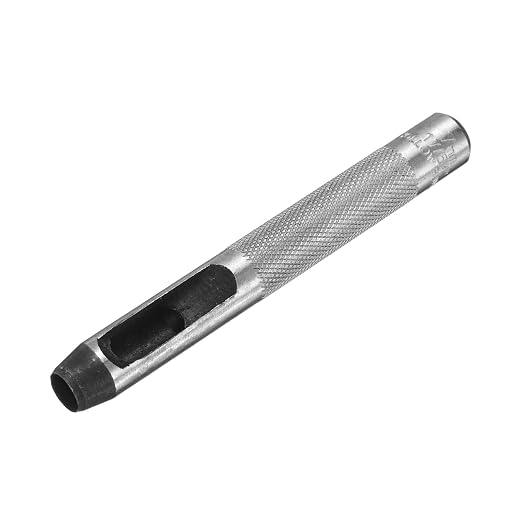 HARFINGTON Leather Round Hole Punch, 7mm Hollow Hole Puncher Cutter Carbon Steel Circle Hole Punching Cutting Tool for Belt/DIY Leather Craft