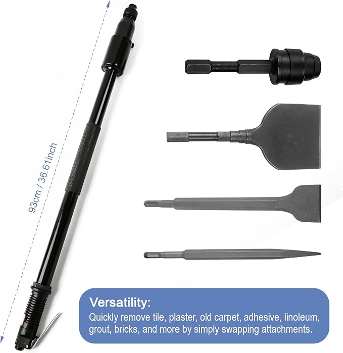 Pneumatic Multi-Function Tool with Scraper and Chisel Attachments