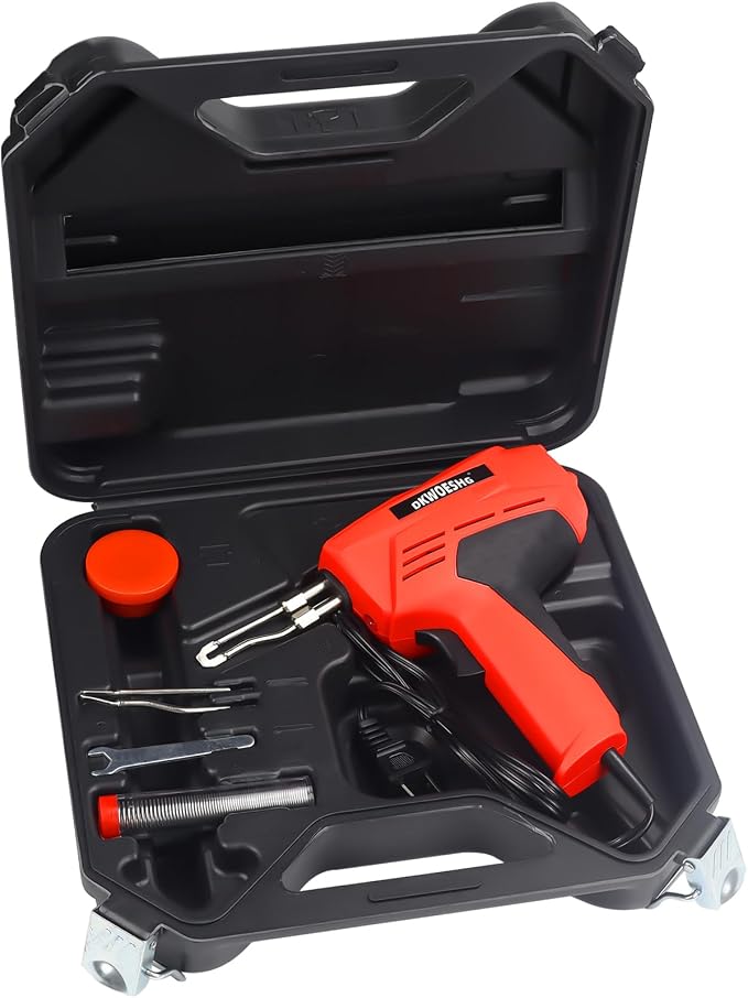 100W Soldering Gun Kit, Instant-Heat 120V AC with 700°F Max Temp, Trigger Activated with Work Light, Includes 2 Tips, Solder, Hex Wrench & Plastic Case