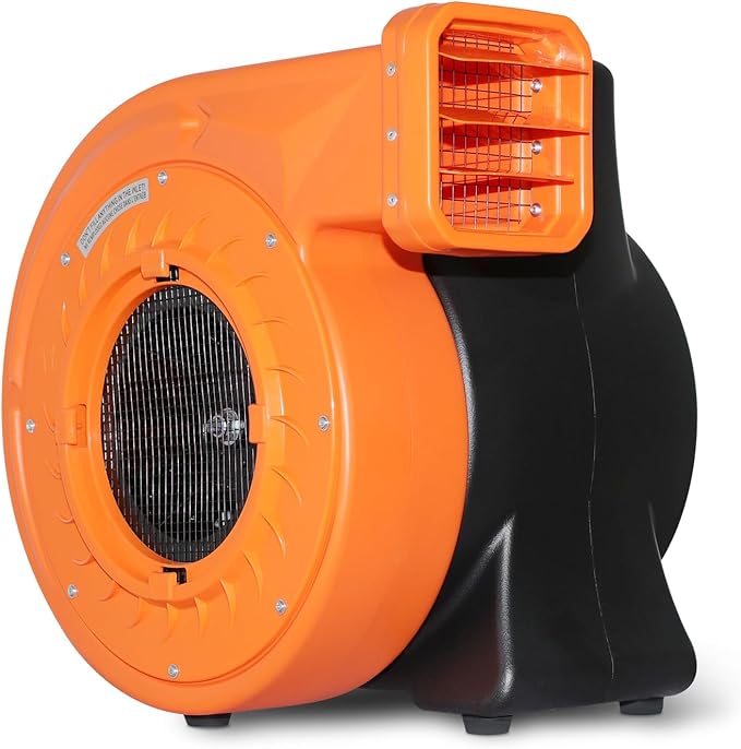High-Power 1100W 1.5HP Inflatable Commercial Air Blower for Outdoor Bounce Houses, Water Slides air Sofas, Paint Booth and Other Suitable Large Outdoor inflatables Electric Air Pump Fan (Orange)