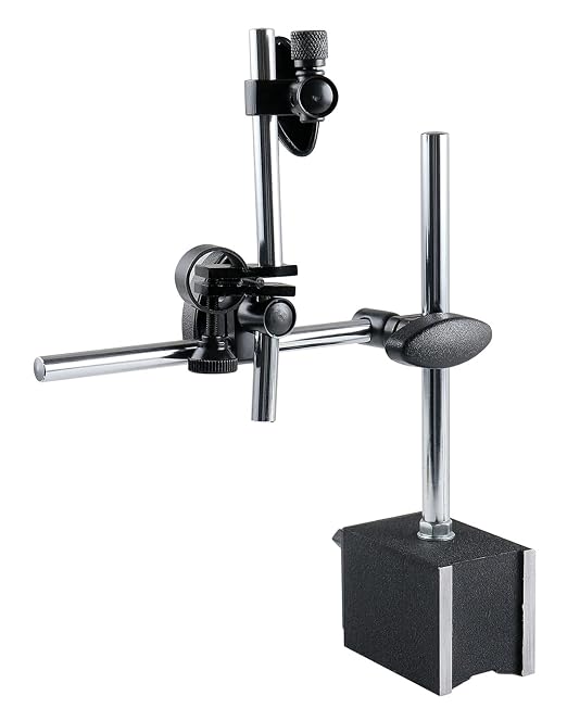 Accusize Industrial Tools 220 lbs Pull Super-Pull Magnetic Base for Industrial Precision Indicators, P900-S303 | On/Off Switch, V-Groove Bottom, Multiple Posts, M8 x 1.25 mm Tapped Hole, 2.95" x 1.96" x 2.16"