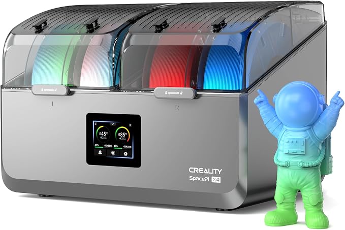 Creality Filament Dryer Box 4 Spool, SpacePi X4 3D Printer Filament Storage Box, Dual Independent Heating Chambers, Rapid Heating Up to 85℃, Active Dehumidification, for PLA,PETG,ABS,TPU,Nylon,etc
