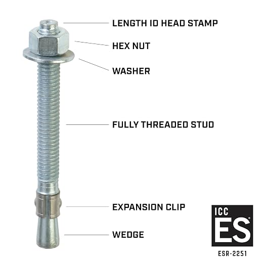 Red Head TruBolt 3/8 x 5 Wedge Concrete Anchors, 15 PCS (2-Pack)