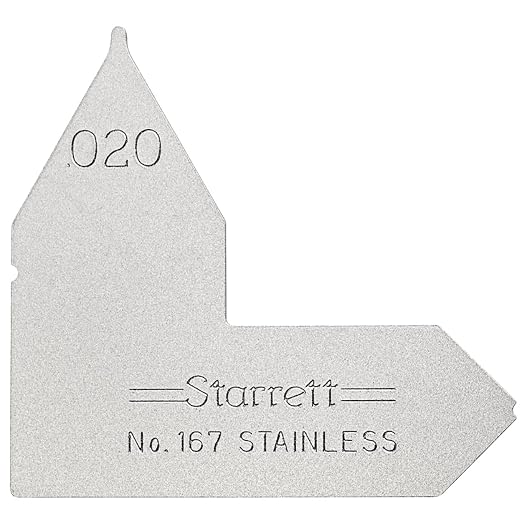 Starrett Individual Radius Gage for Both Convex and Concave Radii - Ideal for Carpenters and Constructions - Stainless Steel, .020" Radius Gage, Inch Reading - 167-020