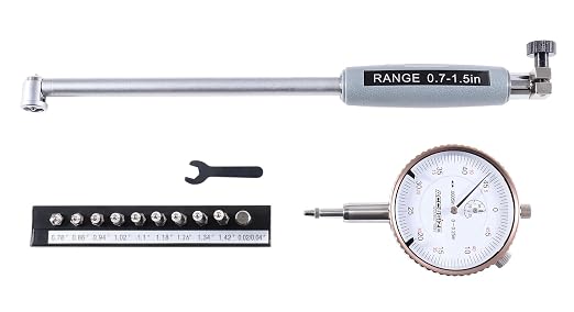 Accusize Industrial Tools 0.7-1.5'' by 0.0005'' Ddial Bore Gauges, Stem Length 6'', Ee20-5015 | 6" Stem Length, Self-Centering, Chrome-Plated Handle, Insulated Grip, EE20-5015