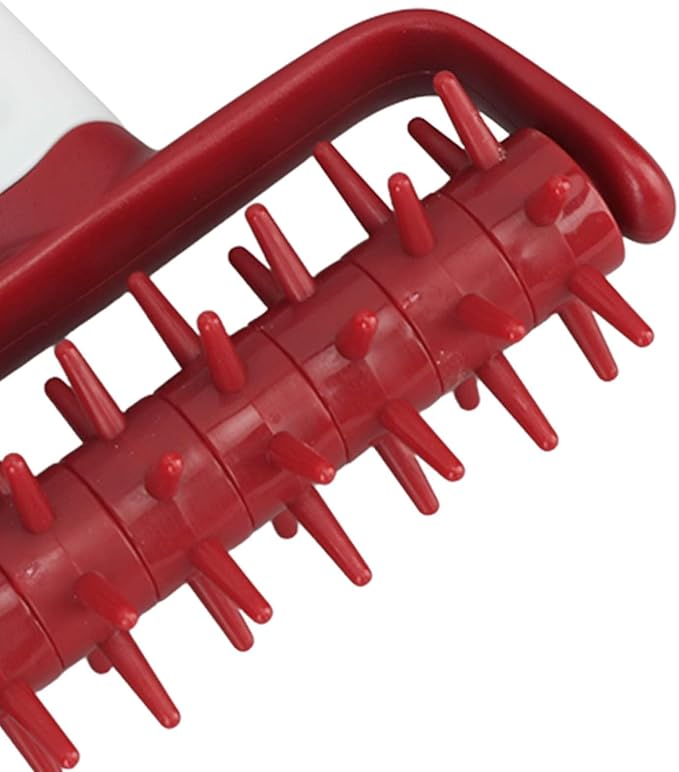 Plastic Pizza Dough Docker, Prevent Blistering Pizza Aerator Dough Dockers Press Time Saver Pastry Roller with Spikes for Home & Commercial Kitchen (Red)