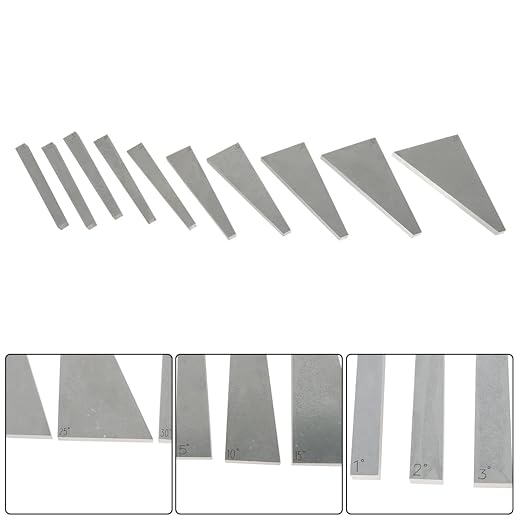 findmall 10 Pcs Accuracy Angle Block Set Machinist Tool 1°- 30°Lathes Milling Ground Gauge Inspection Block Set