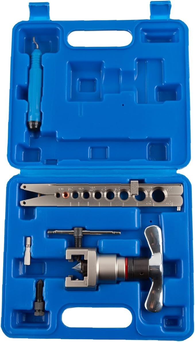 Wostore Manual & Electric Eccentric Flaring Tool - 9 Dies for Eccentric Flares on 6mm,1/4",9mm,3/8",10mm,12mm,1/2",5/8"(16mm)&3/4"(19mm) Copper Pipes - Ideal for Refrigeration HVAC Plumping Work…