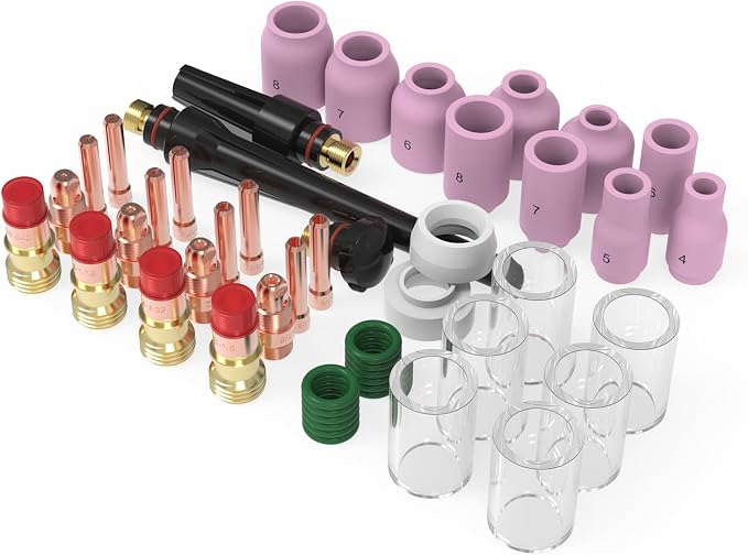 YESWELDER 49Pcs TIG Welding Torch Stubby Gas Lens #10 Glass Cup Kit For WP-17/18/26