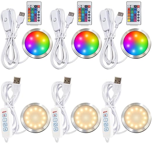 LED Lamp Kit 001 (6-Pack Set) – Includes 3PCS Three-Color LED Light + 3PCS 16-Color RGB Lights for Bambu Lab H2S/P2S/P1P/A1, 3D Printer DIY Lighting Kit, 5V USB, Adjustable Color & Brightness