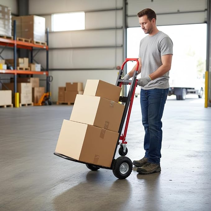 Suzhi Convertible Hand Truck Dolly Cart Heavy Duty/with 4 Wheels,Industrial Grade,1000 Lbs Load, 2 Straps for Moving Furniture/Appliance/Carton/Warehouse/Office / 10 Minutes' Install as Video