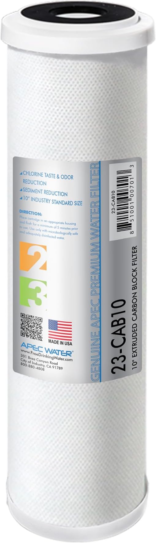 APEC Water Systems 23-CAB10 US MADE 10” x 2.5” Carbon Block Water Filter For Reverse Osmosis System