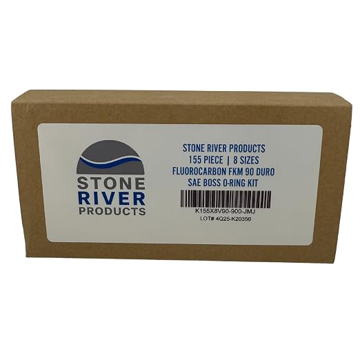 Stone River Products SAE Boss O-Ring Kit – 155 Piece, 8 Sizes, Fluorocarbon FKM (Viton® Equivalent) 90 Duro – 900 Series Straight Thread Tube Fittings