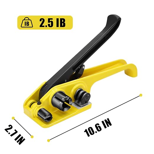 Heavy Duty Banding Strapping Tensioner & Cutter Manual Packaging Tools Windlass for 1/2"-3/4" Width Polyester Poly Strap(Accessory Upgrade,Yellow)