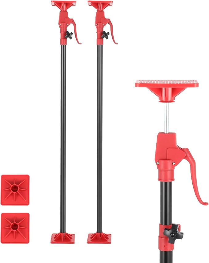 Cabinet Jack Support Pole, 2 Pack 45-114 Inch Adjustable Heights Support Pole with 154 lbs Capacity for Cabinet Jack, Cabinet Jacks for Drywall Jack Installing Cabinets Third Hand Support System