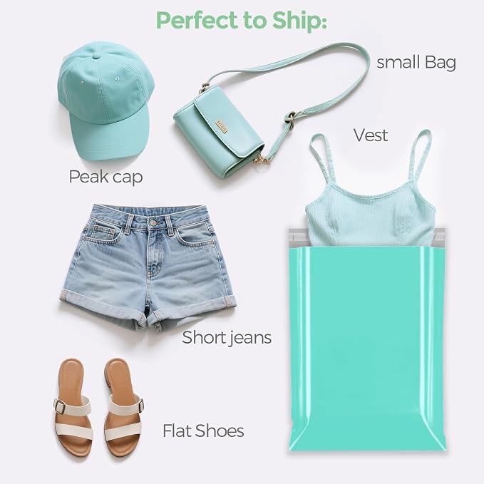 Fuxury Poly Mailers 10x13" 200 Pcs,Durble Shipping Bags For Clothing,Teal | Waterproof Self Seal Mailing Envelopes,Strong Adhesive Packaging Mailers Poly Bag For Books Clothes Business Boutique